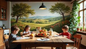 Panorama mural : idées déco pour une cuisine familiale accueillante
