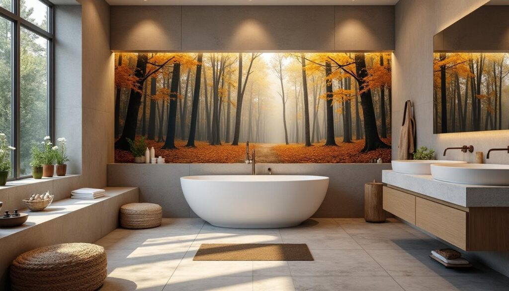 Illuminer la salle de bain grâce à un panorama mural adapté