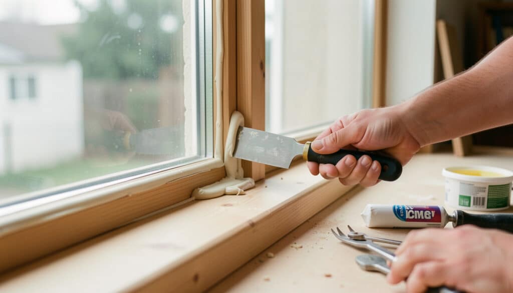 Refaire le joint de vitrage d’une fenêtre en bois